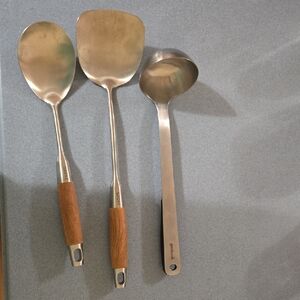 Stainless Steel and Wood Kitchen Utensils Set NWOT